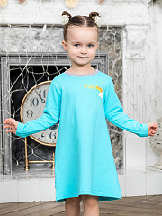 Платье "Единорог" с радугой и облачками - Размер 122 - Цвет голубой - Картинка #1