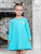 Платье "Единорог" с радугой и облачками - Размер 122 - Цвет голубой - Картинка #3